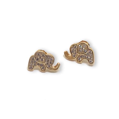 Elephants cz studs earrings 18kts of gold plated