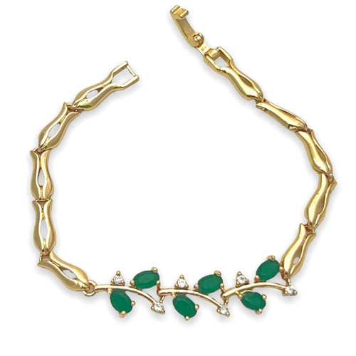 Emerald green vines bracelet in 18kts of gold plated bracelets