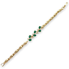 Emerald green vines bracelet in 18kts of gold plated bracelets
