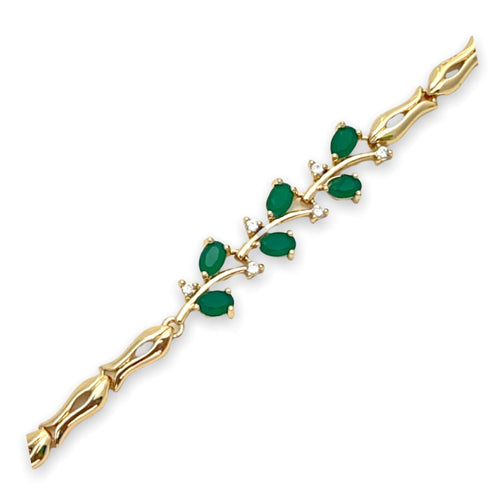 Emerald green vines bracelet in 18kts of gold plated bracelets
