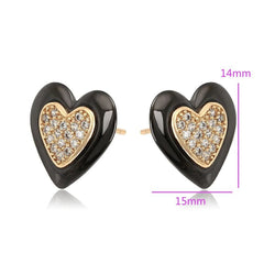 Enamel heart cz earrings 18kts of gold plated earrings