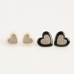 Enamel heart cz earrings 18kts of gold plated earrings