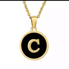Enamel letter charm - necklace 18kts gold plated c charms