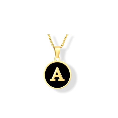 Enamel letter charm - necklace 18kts gold plated a charms