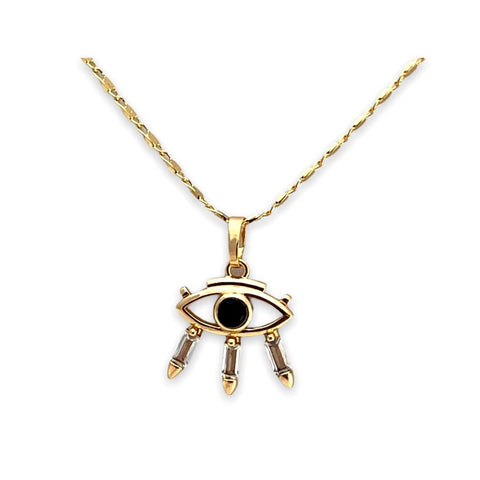 Little miss girl stone charm pendant necklace in of 14k of gold plated