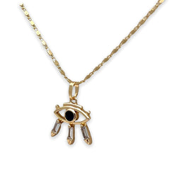 Evil eye dark blue stone center pendant necklace in 18k of gold plated chains