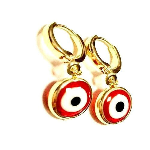 Blue evil eye shape studs earrings in 18k of gold plated