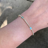 Evil eye multicolor tennis bracelet 7.5’ 18kts of gold plated 7.5 bracelets