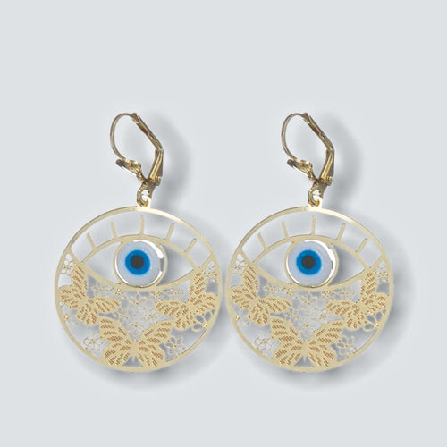 Eye incircle drop 18k of gold plated earrings earrings
