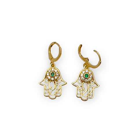 Moon, sun and stars lever-back 18k of gold plated earrings