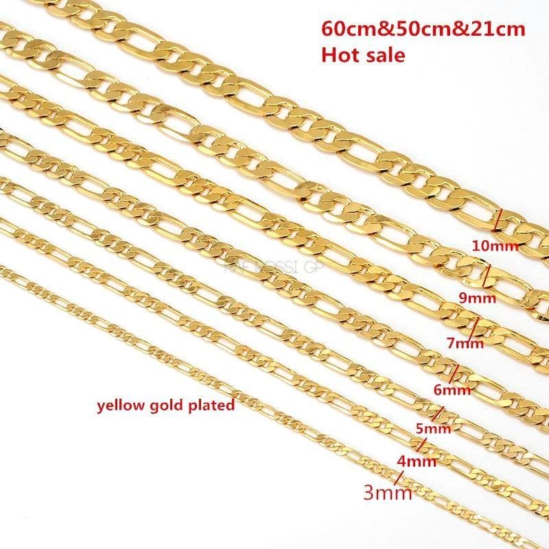 Figaro 2mm 18k gold plated chain chains