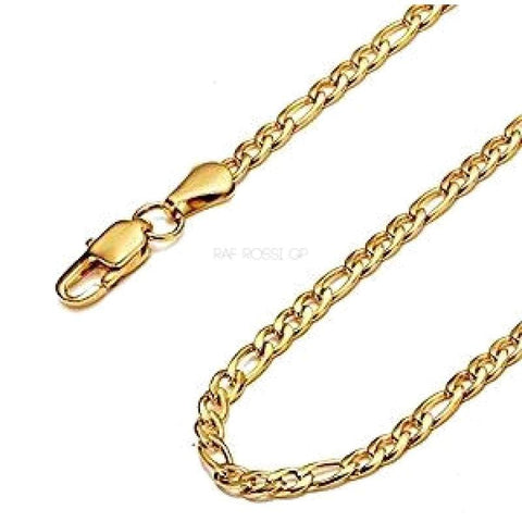 Tri color figaro - anchor 4mm 18kts gold plated chain