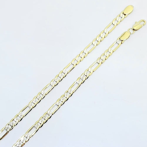 Figaro-cuban link silver diamond cut 5.1mm gold plated bracelet bracelets