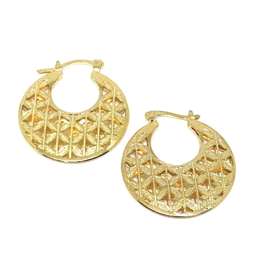 Filigree round hoops earrings in 18k of gold layered earrings