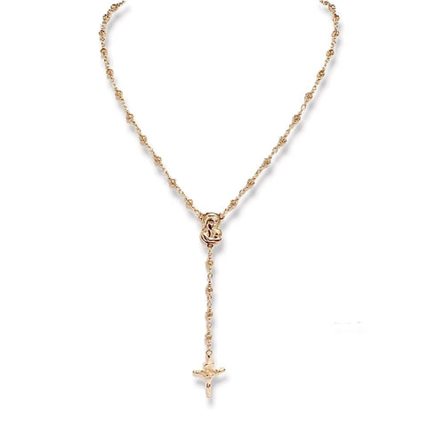 Cz heart shape three colors guadalupe gold plated rosary necklace