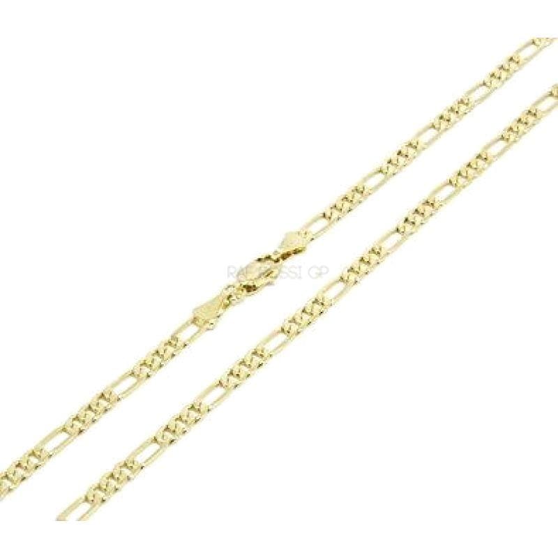 Flattened figaro diamond cut 4mm 18k gold plated chain chains