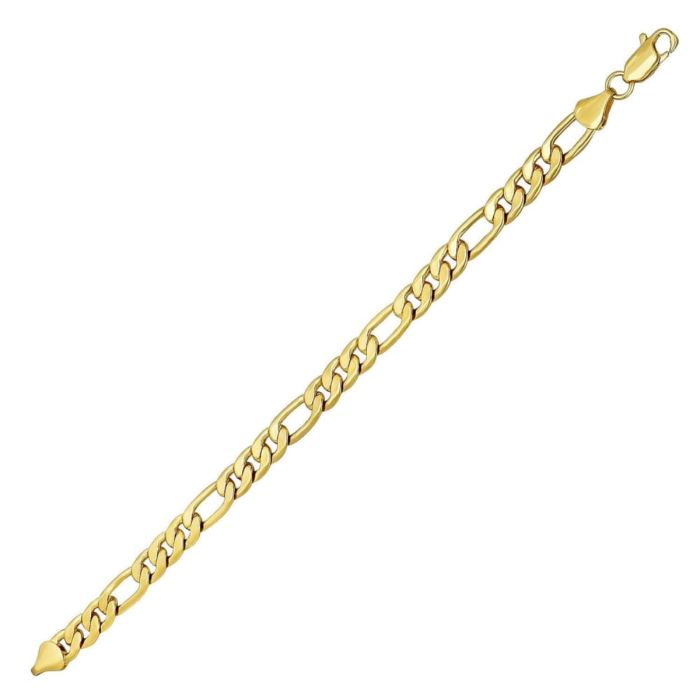 Flattened figaro diamond cut 4mm 18k gold plated chain 7.5 bracelet chains