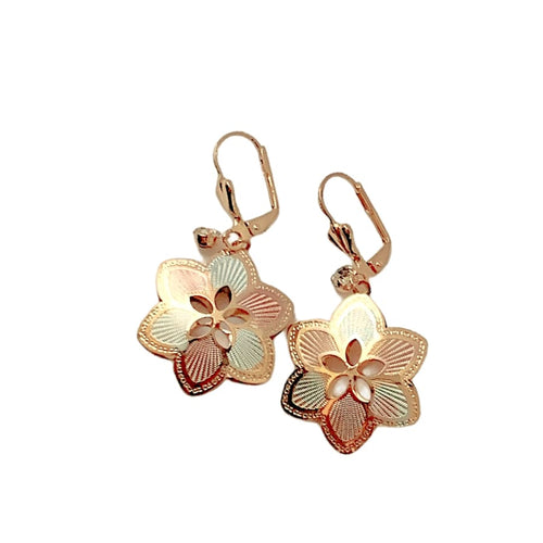 Flower tricolor earrings 18k of gold plated earrings