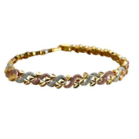Gia s links diamond cut morocco tri - color 18k of gold plated bracelet 7.5’’ bracelets
