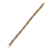 Gia s links diamond cut morocco tri - color 18k of gold plated bracelet 7.5’’ bracelets