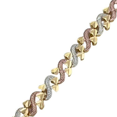Gia s links diamond cut morocco tri - color 18k of gold plated bracelet 7.5’ bracelets