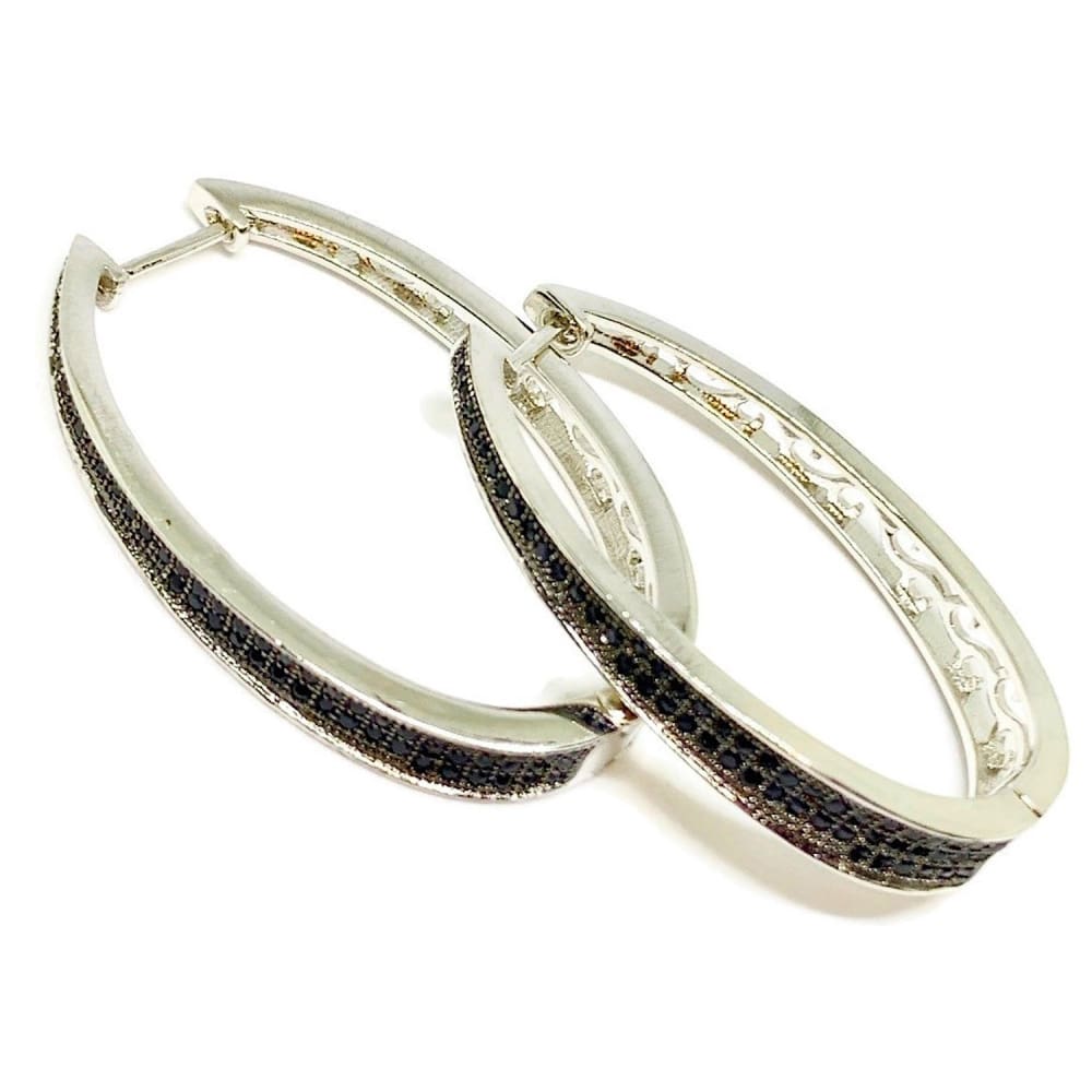Gloria oval cz silver plated hoops earrings earrings