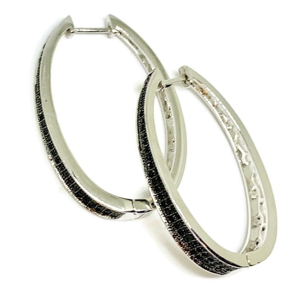 Gloria oval cz silver plated hoops earrings earrings