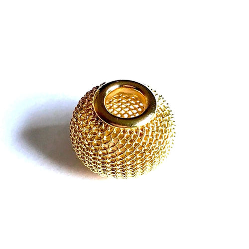 Golden mesh european bead charm 18kt of gold plated charms