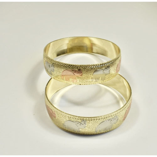 Goldfilled tricolor elephant cuff bangle bracelets