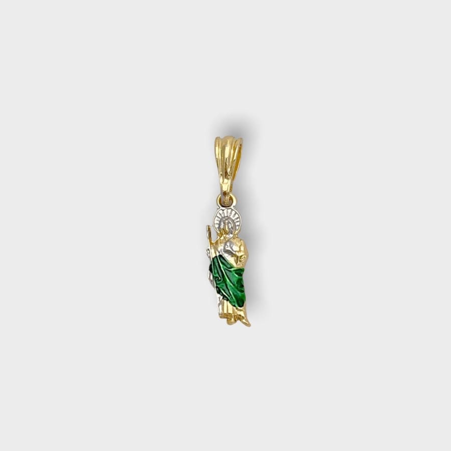 Green rope san judas 25mm pendant in 18kts of gold plated charms