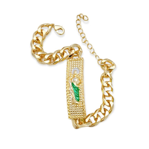 Green rope san judas cuban links bracelet in 18kts of gold plated bracelets