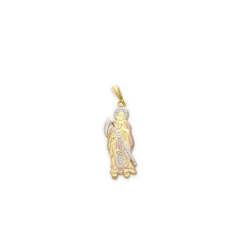 Grim reaper santa muerte bust pendant in 18k of gold layering charms & pendants