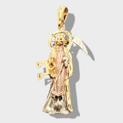 Grim reaper santa muerte pendant in 18k of gold layering charms & pendants