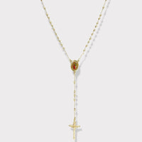 Guadalupe colorful portrait gold plated rosary necklace rosary