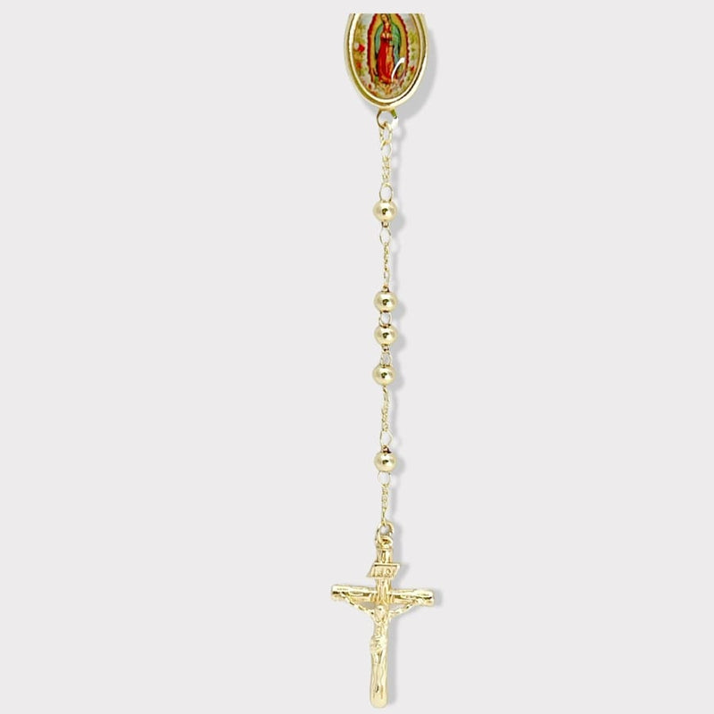 Guadalupe colorful portrait gold plated rosary necklace rosary
