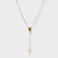 Guadalupe colorful portrait gold plated rosary necklace rosary