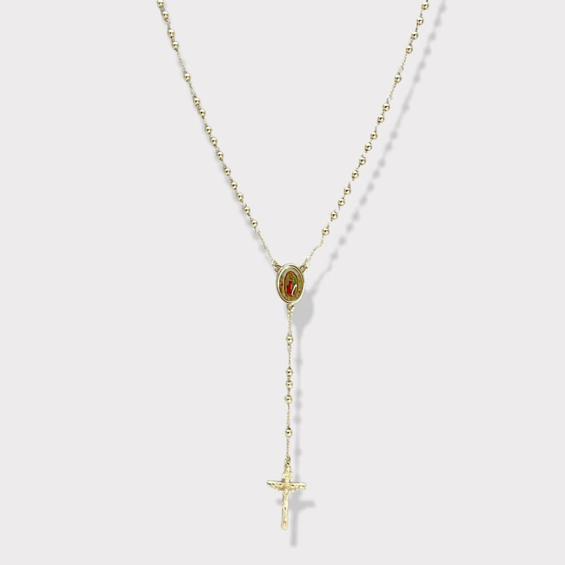 Guadalupe colorful portrait gold plated rosary necklace rosary