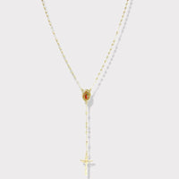 Guadalupe colorful portrait gold plated rosary necklace rosary