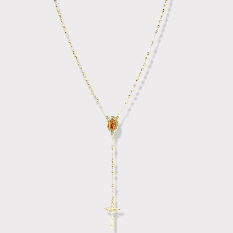 Guadalupe colorful portrait gold plated rosary necklace rosary