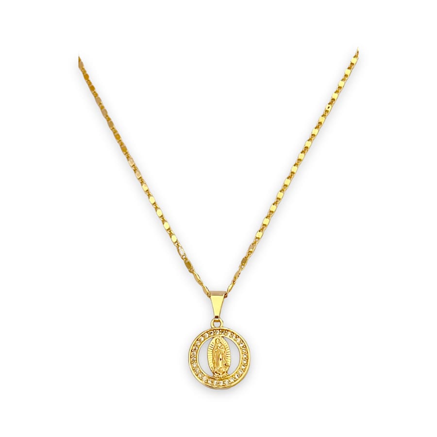 Guadalupe cz round 18k of gold plated chains