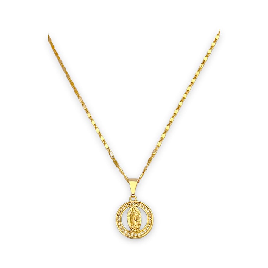 Guadalupe cz round 18k of gold plated chains