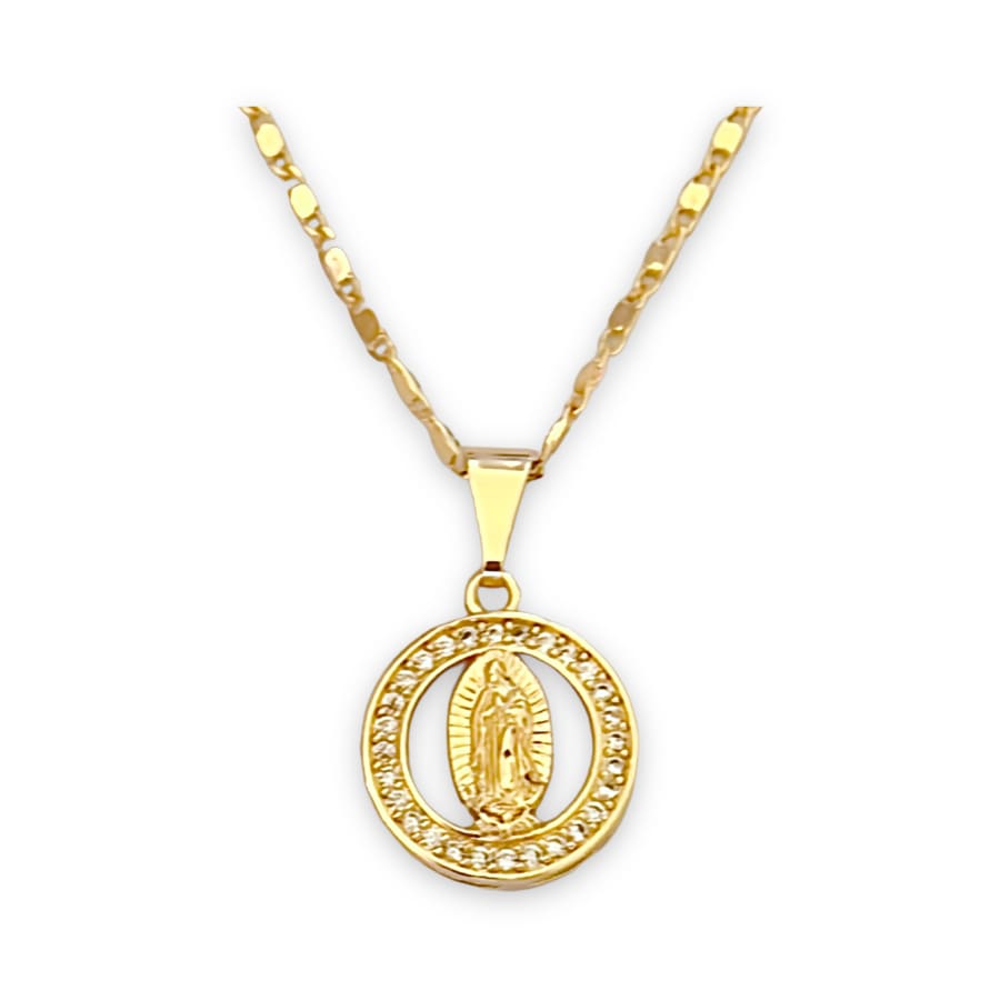 Guadalupe cz round 18k of gold plated chains