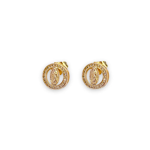 12mm earrings clear studs 18kts of gold plated