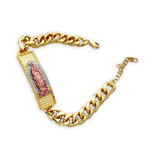 Guadalupe virgin cuban links bracelet in 18kts of gold plated bracelets