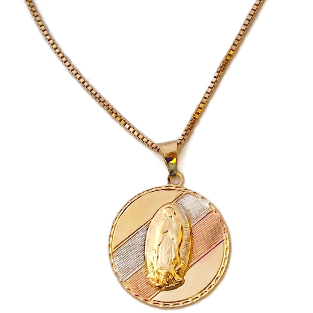 Guadalupe virgin medal 18kts of tricolor gold plated guadalupep charms & pendants