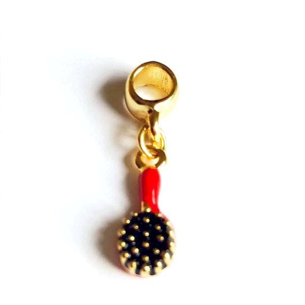 Hair brush european bead charm 18kt of gold plated charms