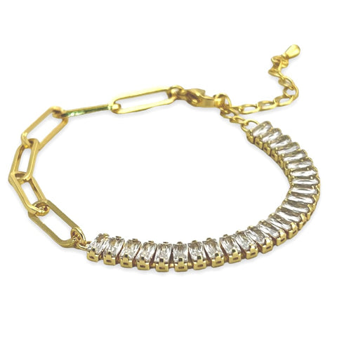 Gia s links diamond cut morocco tri - color 18k of gold plated bracelet
