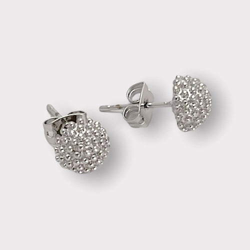 Half ball silver plated studs earrings