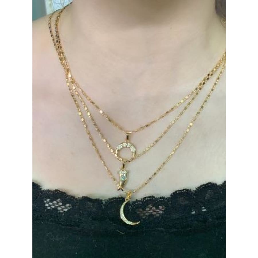 Half moon necklace 18k of gold plated chain chains