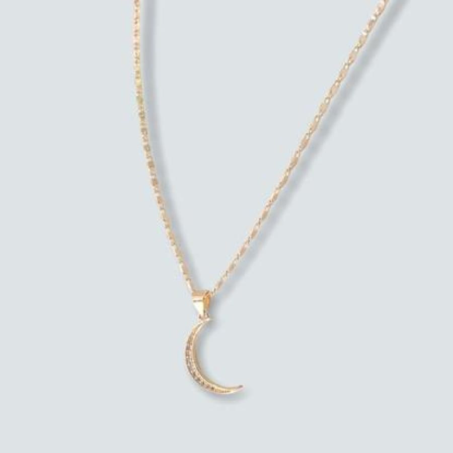 Half moon necklace 18k of gold plated chain chains